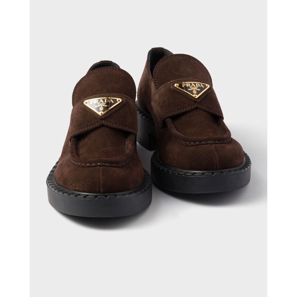 PRADA Chocolate suede loafers EU 39 / US 9 $1250 - Picture 6 of 16